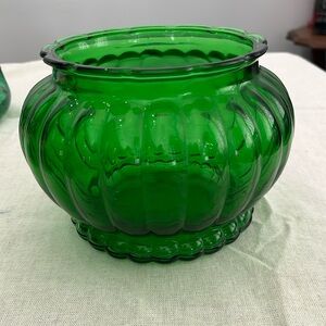 Vintage Dark Green Glass Bowl